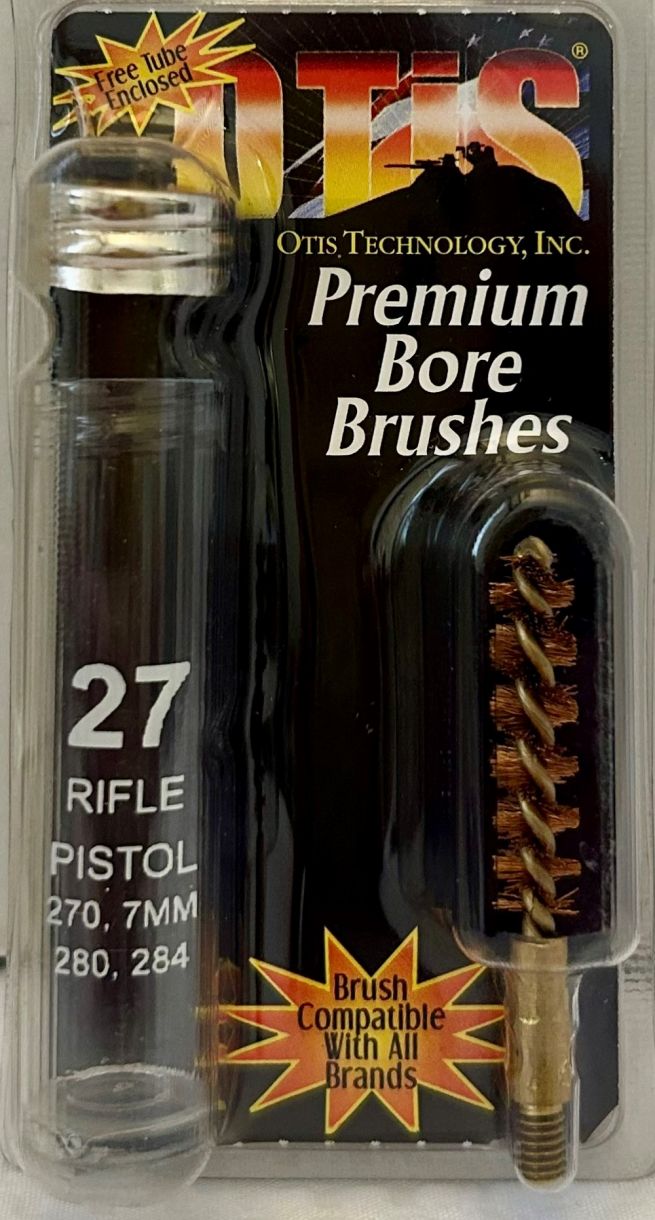 OTIS #27 PREMIUM BORE CALIBER CLEANING BRUSH IN REUSABLE TUBE.